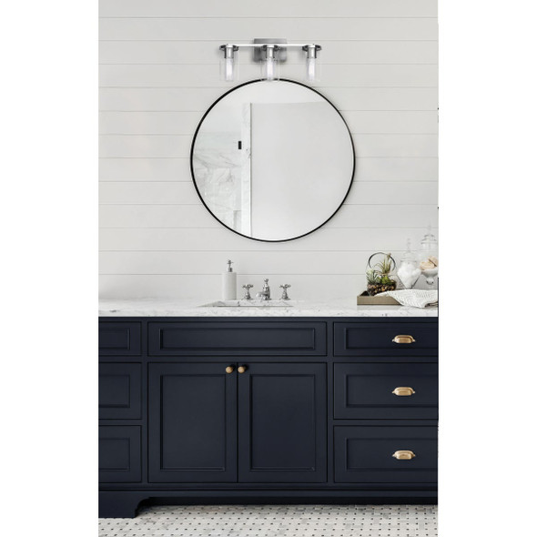 Canarm Britton 3-Light Brushed Nickel Vanity Bath Light Fixture, Clear Glass