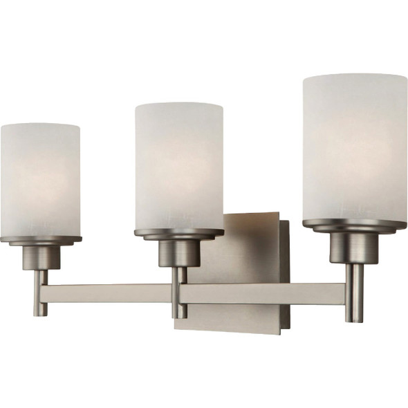 Canarm Lyndi 3-Light Brushed Nickel Vanity Bath Light Fixture, Etched Glass