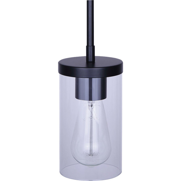 Canarm Britton Black Pendant Light Fixture, Clear Glass