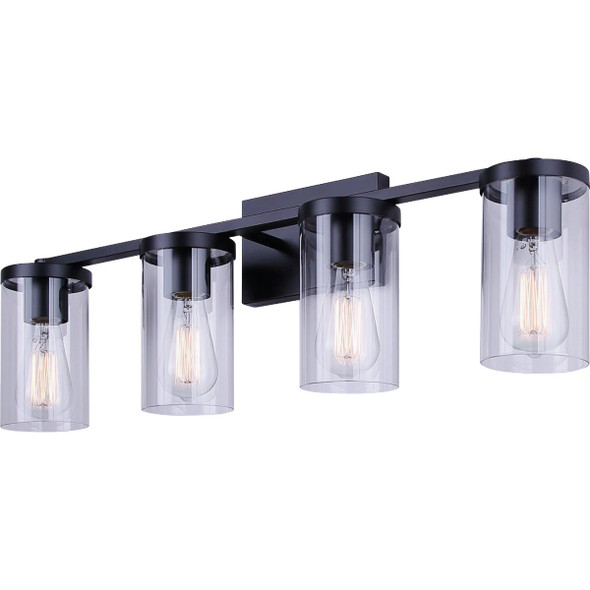 Canarm Britton 4-Light Black Vanity Bath Light Fixture, Clear Glass IVL1234A04BK
