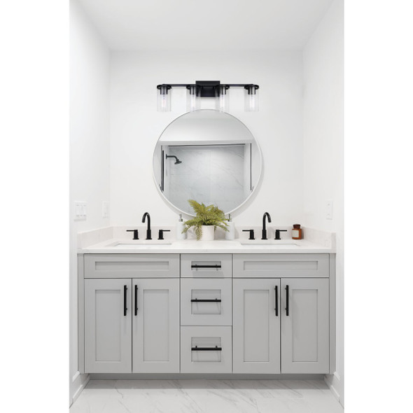 Canarm Britton 4-Light Black Vanity Bath Light Fixture, Clear Glass IVL1234A04BK 535082