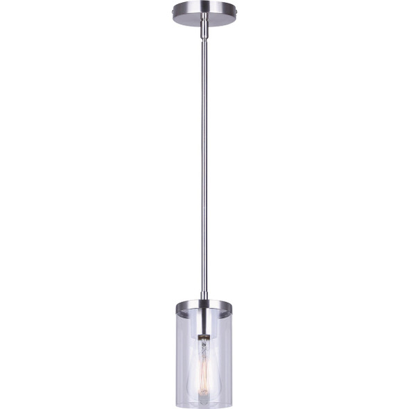 Canarm Britton Brushed Nickel Pendant Light Fixture, Clear Glass IPL1234A01BN
