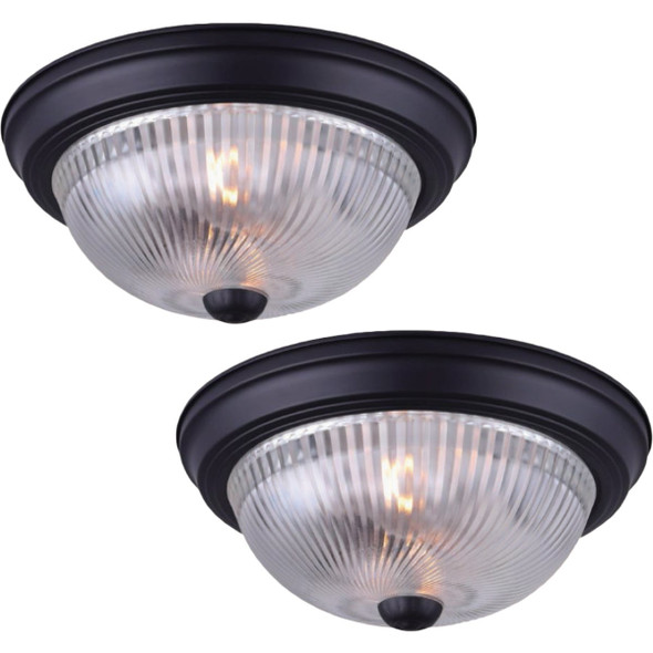 Canarm 11 In. Black Flush Mount Fixture with Clear Glass (2-Pack) IFM211TMBK-CR