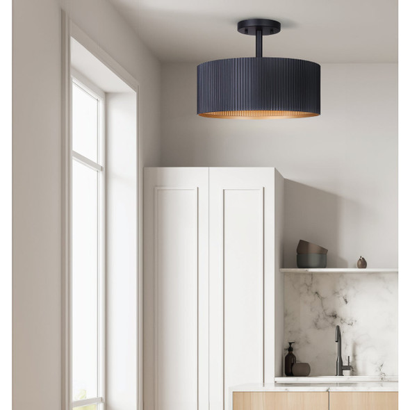 Canarm Rexton 13 In. 2-Light Black Semi-Flush Mount Ceiling Light Fixture ISF1119A02BK 545474
