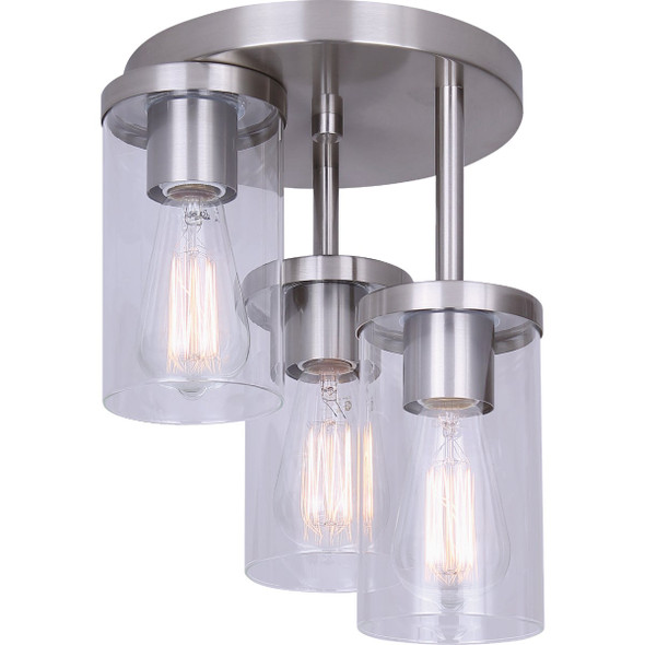 Canarm Britton 3-Light Brushed Nickel Semi-Flush Mount Ceiling Light Fixture