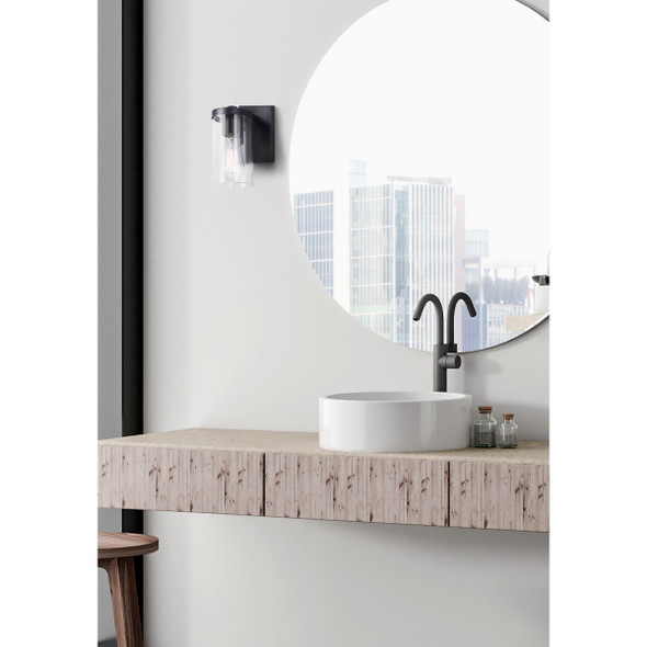 Canarm Britton 1-Light Black Vanity Bath Light Fixture, Clear Glass IVL1234A01BK 503270
