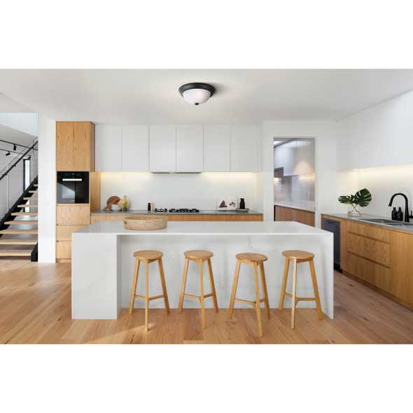 Canarm 13 In. 2-Light Black Frost Glass Flush Mount Ceiling Light Fixture