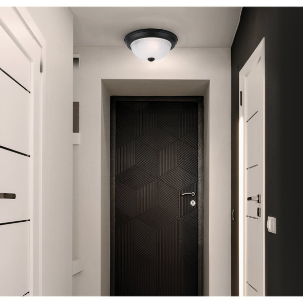 Canarm 11 In. Black Flush Mount Fixture with Frosted Glass (2-Pack)