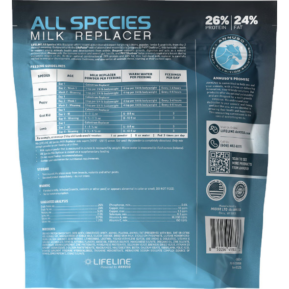 LifeLIne 4 Lb. 26% Protein/24% Fat All Species Milk Replacer