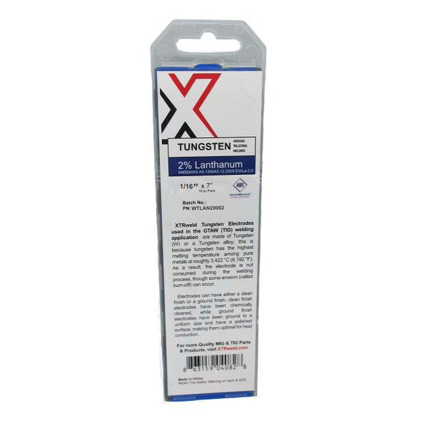 WTLAN20093 XTRweld 2.0% Lanthanated Tungsten Electrode, 3/32, Blue, 10 Piece