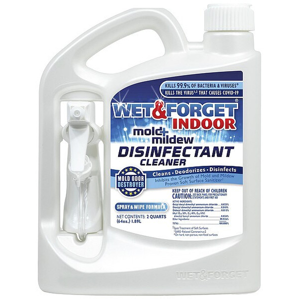 Indoor Mold and Mildew Disinfectant, 64 oz. Jug, Unscented, Clear