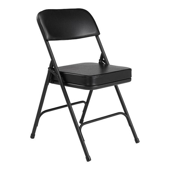 National Public Seating Folding Chair,Vinyl,32in H,Black,PK2 3210