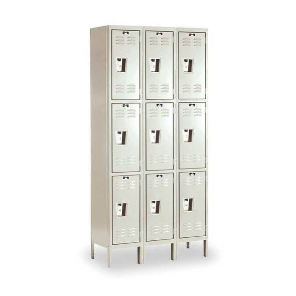Wardrobe Locker, 36 in W, 12 in D, 78 in H, (3) Tier, (3) Wide, Tan