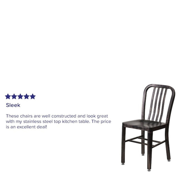 Gael Commercial Grade Black-Antique Gold Metal Indoor-Outdoor Chair  CH-61200-18-BQ-GG