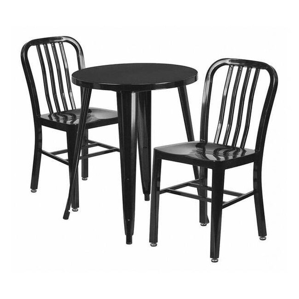 Flash Furniture Round 24" W, 24" L, 29" H, Metal, Black CH-51080TH-2-18VRT-BK-GG