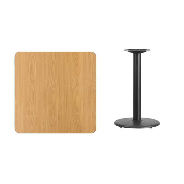 Square Natural Laminate Table, 30" W, 30" L, 31.125" H, Laminate Top, Wood Grain  XU-NATTB-3030-TR18-GG