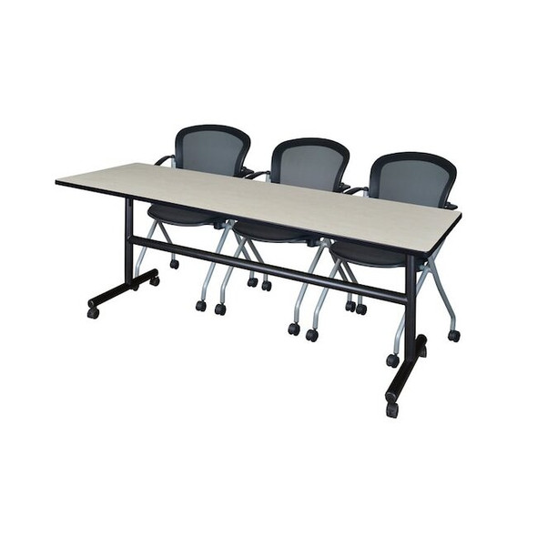 Kobe Rectangle Mobile table, 84" W, 29" H, Laminate Top, Maple MKFT8424PL23BK