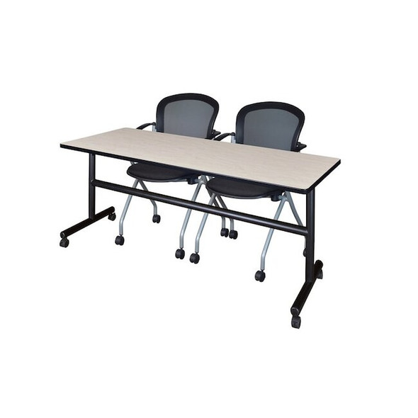 Kobe Rectangle FlipTop Table, 72" W, 29" H, Laminate Top, Maple MKFT7230PL23BK