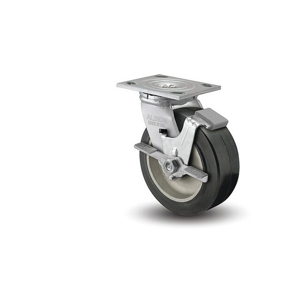 Albion Plate Caster,Swivel,Rubber,7 1/4"H 16MD06201SFBA