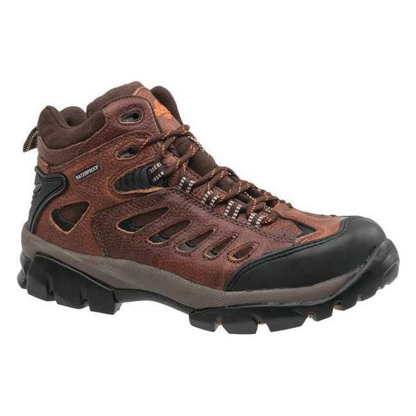 Men's Hiker Boot, 8 1/2 W, Steel Toe, 6 in H, Brown, N9546