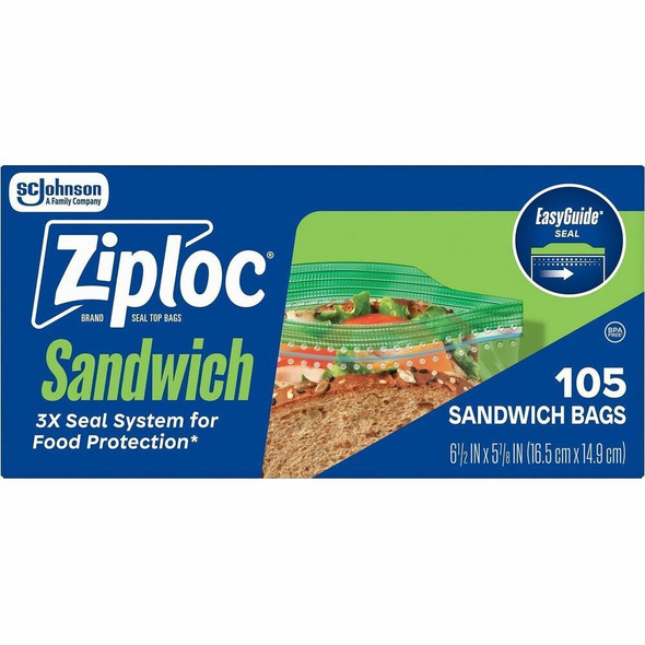 SC Johnson Ziploc Sandwich Bags - Textured - Clear - Plastic - 12 / Carton