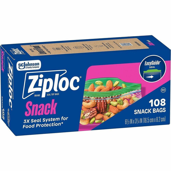 SC Johnson Snack Size Storage Bags - Textured - Clear - Plastic - 12 / Carton