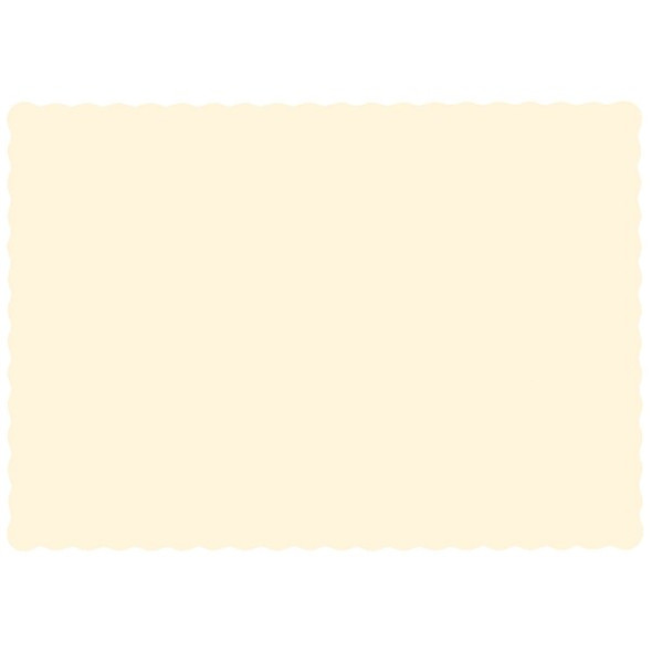 Hoffmaster 10" x 14" Scalloped Ecru Paper Placemats,PK1000 310522