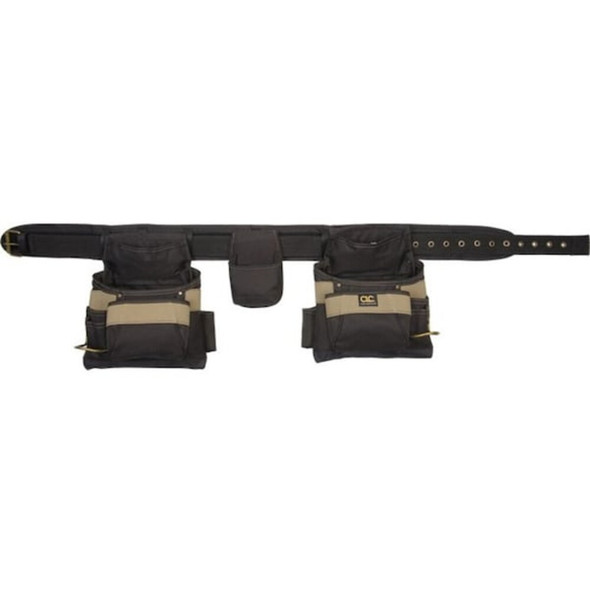 Clc Work Gear Tool Belt, Tool Belt, Black, Polyester, 16 Pockets 1604
