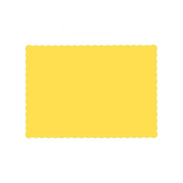 Hoffmaster 10" x 14" Scalloped Sun Yellow Paper Placemats,PK1000 310553