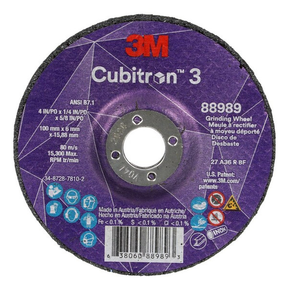 3m Cubitron Depressed Center Grinding Wheel,36 Grit 88989