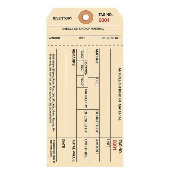 Partners Brand Inventory Tags,Stub,6 1/4x3 1/8",PK1000 G18031 Partners Brand Inventory Tags,Stub,6 1/4x3 1/8",PK1000 G18031
