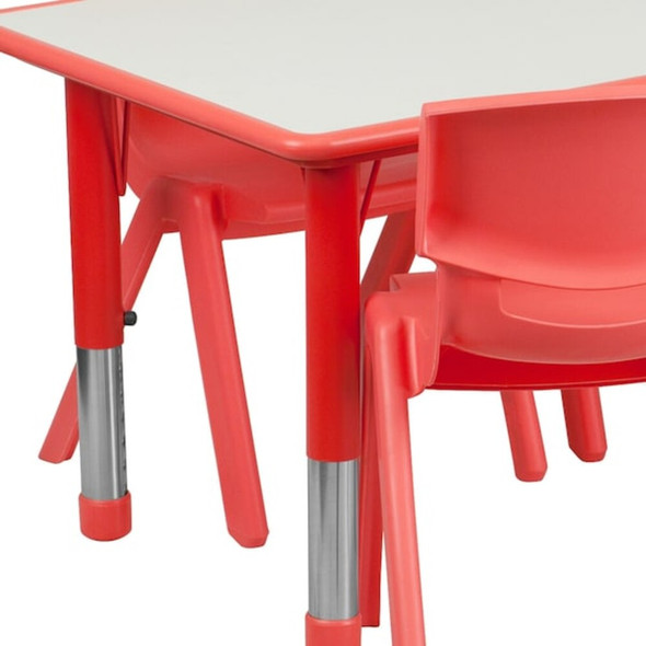 Rectangle Table Set, Plastic, Steel, Grey  YU-YCY-060-0036-RECT-TBL-RED-GG