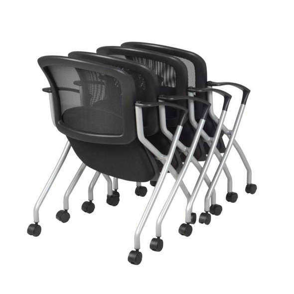 Regency Desk Chair, Fabric, 18" Height, Fixed Arms, Silver, Black 2309BK4PK