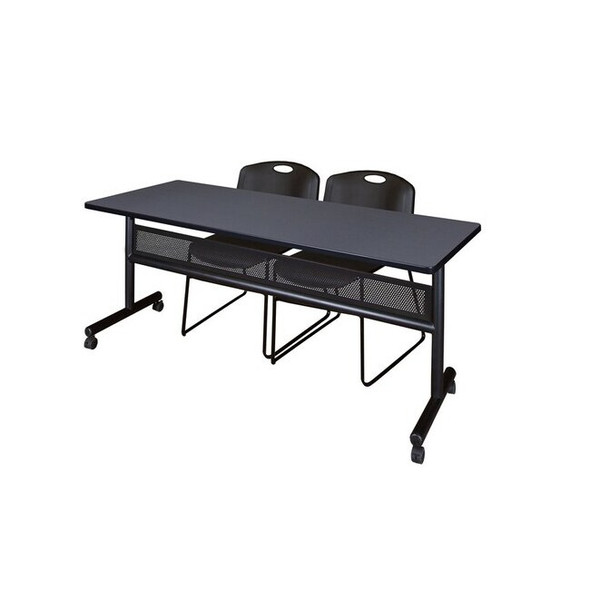 Kobe Rectangle FlipTop Table, 72" W, 29" H, Laminate Top, Gray MKFTM7224GY44BK