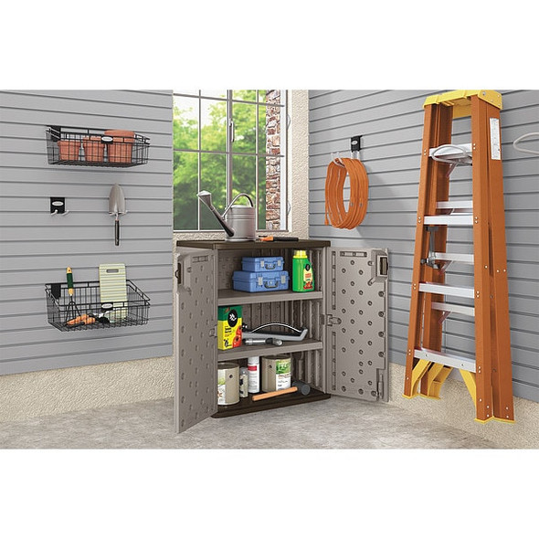 Shelving Storage Cabinet, 36 in H, 30 in W, 20-1/4 in D, Recessed Pull, Padlock Hasp, 2 Shelves