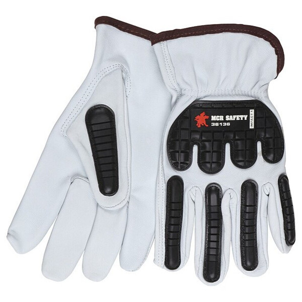 Leather Drivers Gloves, Shirred Slip-On, White - White, 2XL, 12 PK  36136XXL