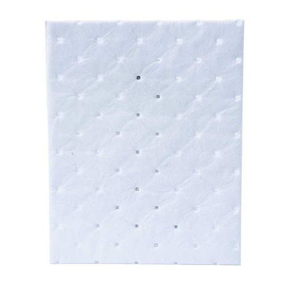 Brady Sorbent Pad, 11 gal, 7 1/2 in x 10 in, Oil, White, 200 PK SRPO200