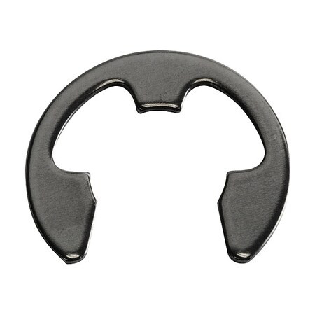 E-Clip, Spring Steel, Black Phosphate Finish, 3/8 in Shaft Dia, 25 PK