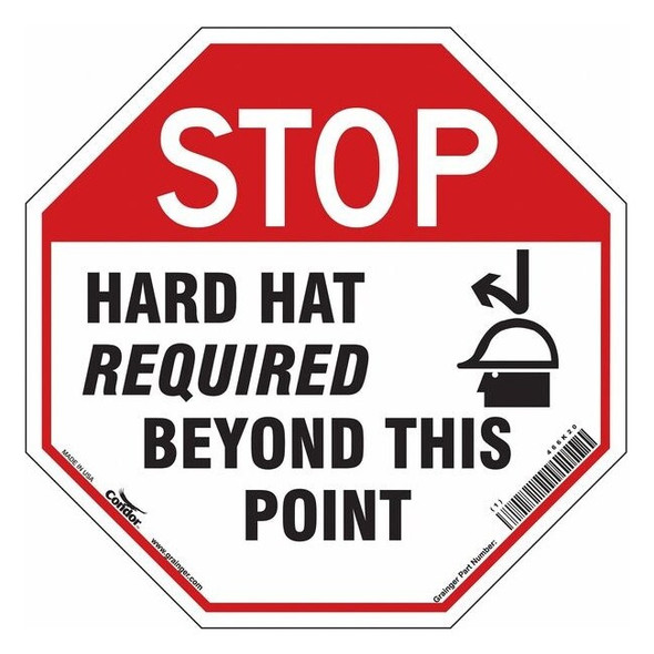 Condor Safety Sign, 18 in Height, 18 in Width, Vinyl, Octagon, English 466K20