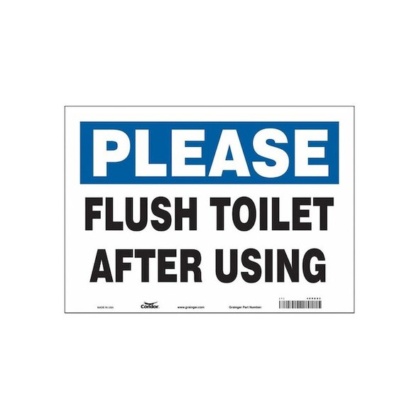 FLUSH TOILET AFTER USING, 14 in W x 10 in H, Horizontal Rectangle, Vinyl, 469A82