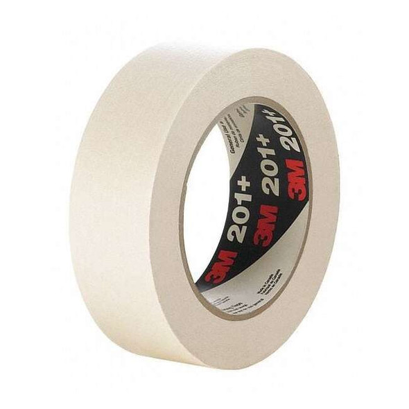 Masking Tape, 12 mm W x 55 m L, 4.4 mil Thick, Tan, Rubber Adhesive, 72 PK