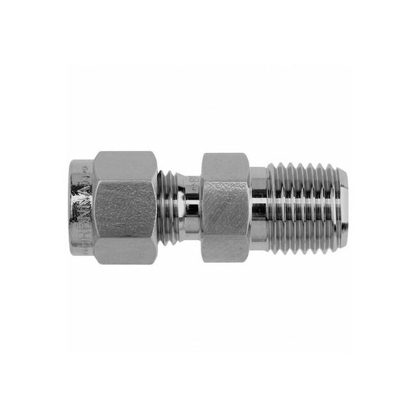 Brennan Industries Strt, SS, Comp. 3/8 in, MNPT 1/2 in N2404-06-06-BT-SS