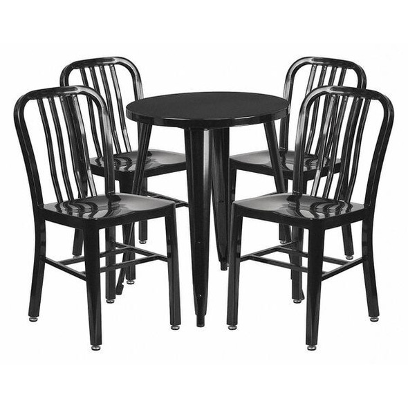 Flash Furniture Round 24" W, 24" L, 29" H, Metal, Black CH-51080TH-4-18VRT-BK-GG