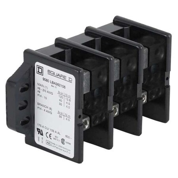 Square D Power Distr Block,Al/Cu,600V AC/DC 9080LBA263106 Square D Power Distr Block,Al/Cu,600V AC/DC 9080LBA263106