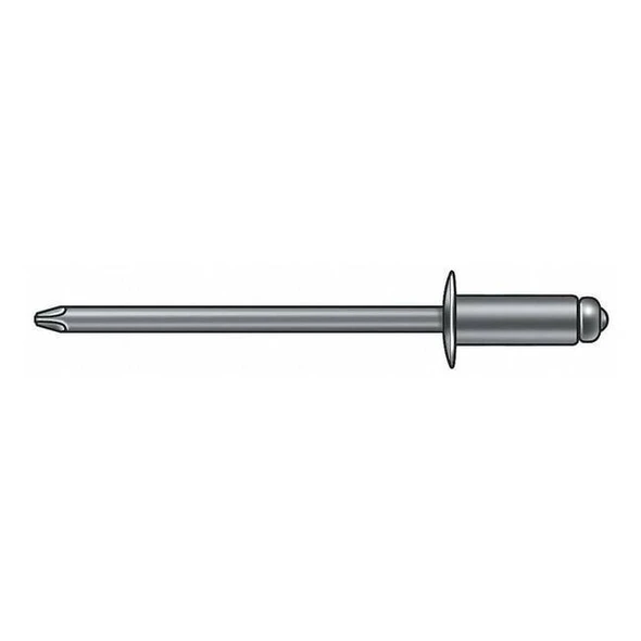 Blind Rivet, Flanged Head, 1/8 in Dia., 3/8 in L, Stainless Steel Body, 500 PK