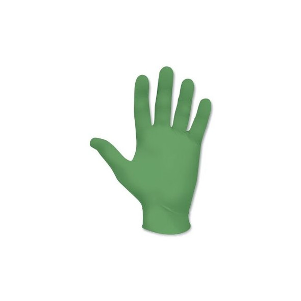 9-1/2 in Powder Free Unlined Nitrile Disposable Gloves, Green, Size L, 100PK