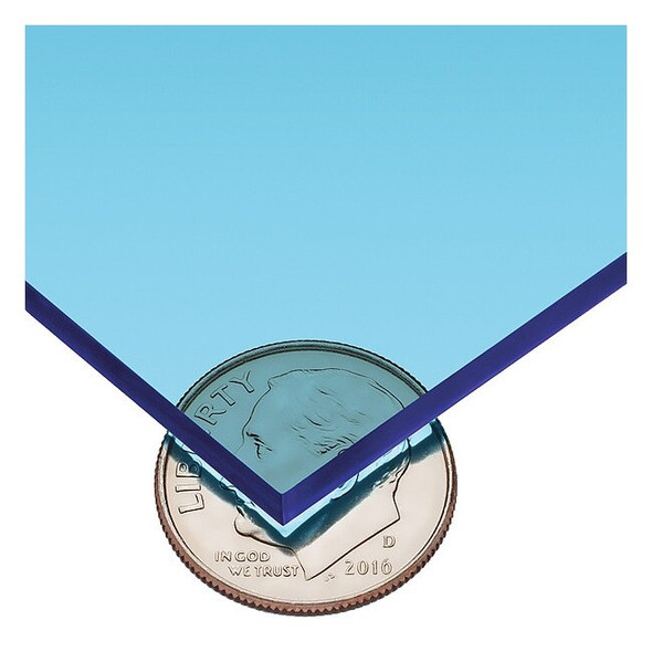 Blue Cast Acrylic Sheet Stock 24" L x 12" W x 1/8" Thick