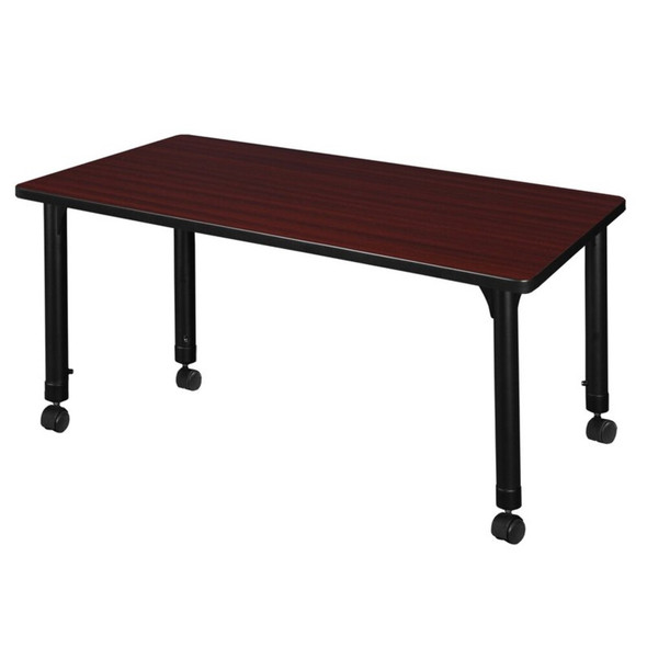 Rectangular Mobile Tables, 48 W, 24 L, 23-34 H, Wood, Metal, Mahogany  MT4824MHAPCBK