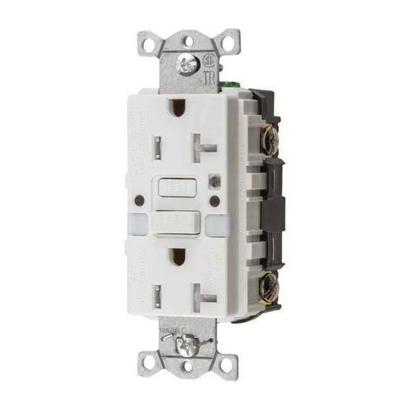 Hubbell Wiring Device-Kellems GFCIReceptacle,20A,125VAC,White,Nylon GFTR20WNL