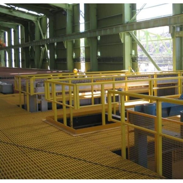 Fiberglass Pultruded Grating, 60 in Span, Grit-Top Surface, ISOFR Resin, Yellow  350817.02